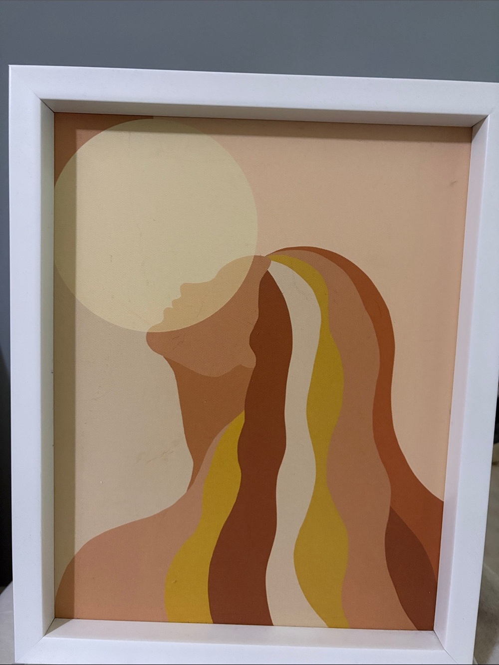 Abstract Woman with Sun Framed Art Print - Warm Earth Tones